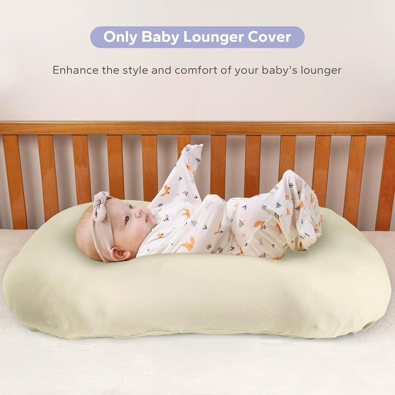FUNUPUP Rayon Made from Bamboo Baby Lounger Cover Compatible with Snuggle Me Lounger, Infant Lounger Pillow Cover for Newborn, Removable Elastic Newborn Lounger Cover,Cover Only,Khaki - Image 2